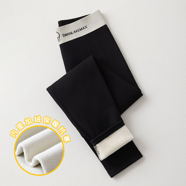 Autumn and Winter New Women's Leggings Swan Waist fleece-lined Thickened Tight Pants Warm Threaded Pants Pencil Leggings