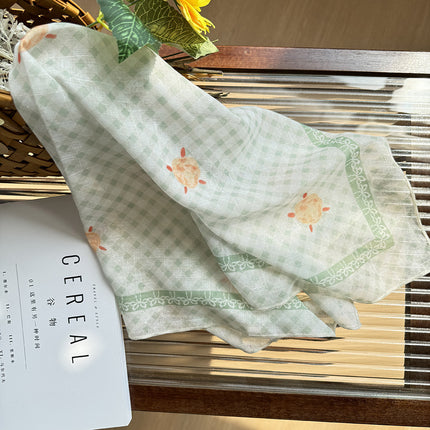 Celebrity style cotton and linen square scarf women's 58cm lightweight breathable small scarf Beautiful atmosphere photography accessories headscarf