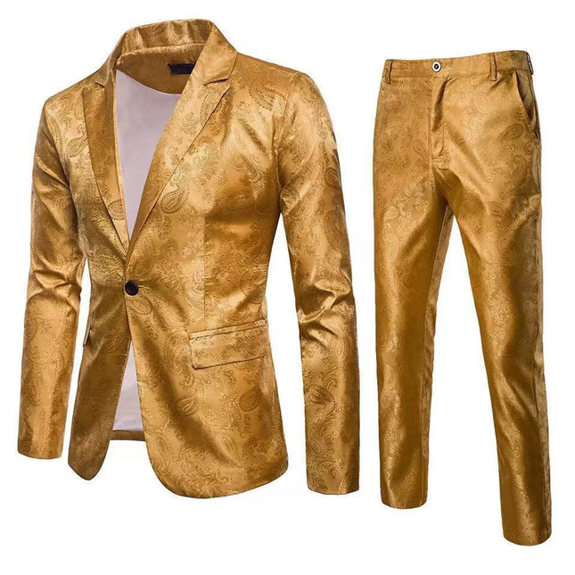 2023 foreign trade autumn new men's bright face dark pattern suit nightclub one button men's lapel suit suit