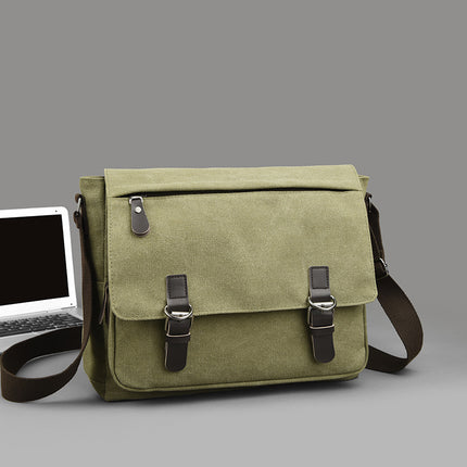 Korean Style Canvas Crossbody Bag Trendy Shoulder Bag Men's Large Capacity Student Computer Bag Camera Bag Large Factory Direct Sale
