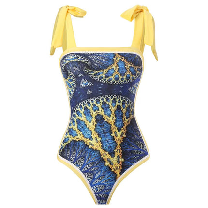 European and American One-Piece Swimsuit Bikini Suit Bikini Conservative Belly-Covering Beach Skirt Chiffon Wrap Skirt Hot Spring Swimsuit