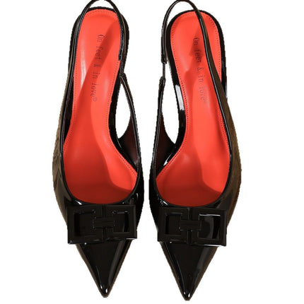 Simple and Luxurious European and American Style Fashionable Simple Buckle Stiletto High Heels Shallow Mouth Pointed Toe Slim Women's Casual Shoes