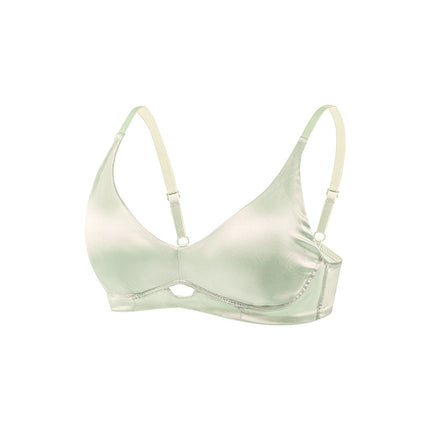 Tangge Silk Underwear Without Steel Rim 19 Mm Double-sided Satin Mulberry Silk Thin Chicken Heart Push-up Bra