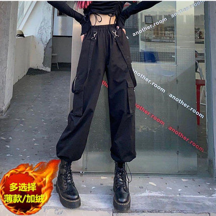 Thin Leggings Cargo Pants for Women 2024 Spring, Autumn and Summer New Two-wear Black Loose Straight Slim Casual Pants