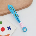 Hand-knitted nylon double rope + round spring coil / Lake blue
