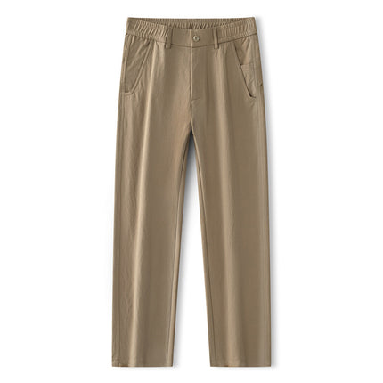 Korean Style Slim Straight-Leg Slightly Stretchy Casual Pants for Men, Light Business Casual Dress Pants That Make You Look Taller and Slimmer, Easy to Care for