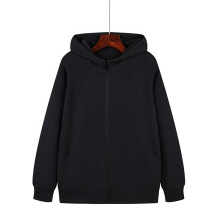 350g Heavyweight Trendy Fashion Patchwork Hooded Raglan Zipper Sweatshirt Jacket Spring and Autumn Long-Sleeve Couple Style