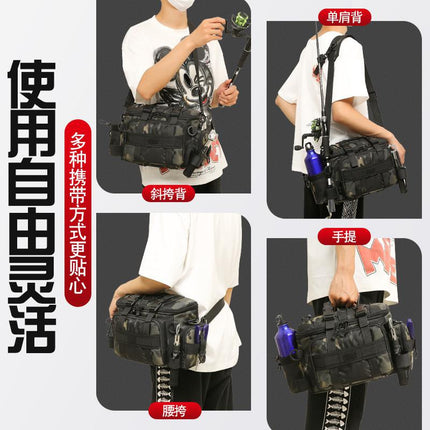 [Send bait box] fishing gear Luya special storage bag waist bag crossbody shoulder waterproof bag large capacity fishing rod bag