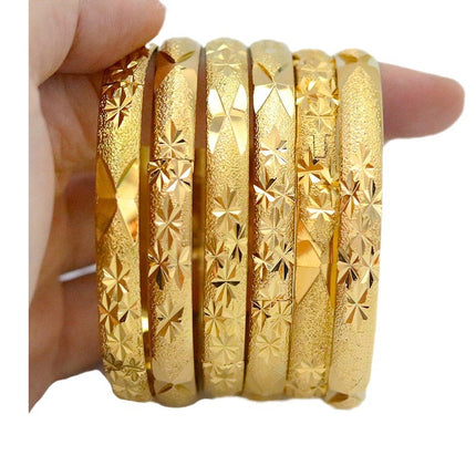 Wholesale cross-border Xiyin TEMU men's and women's 8mm Vietnam sand gold buckle open car flower bracelet vacuum plating color retention