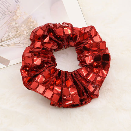 New cross-border silver large intestine hair ring women's head high sense hair ring fabric hair rope light luxury hair accessories wholesale