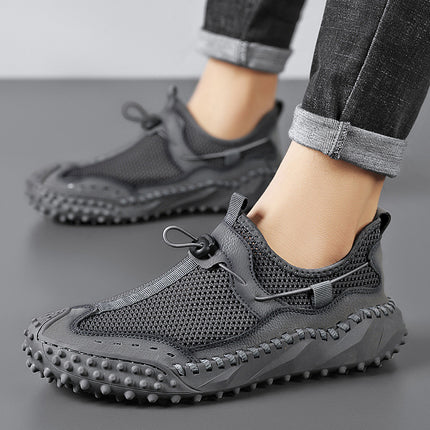 Cross-Border Hot-Selling Summer New Products Hand-Stitched Mesh Shoes Hollow Breathable Casual Men's Outdoor Hiking Shoes River Tracing Shoes