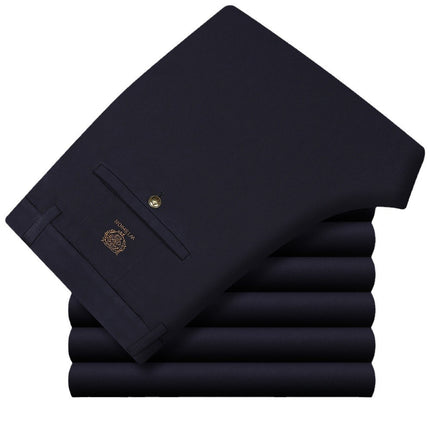 Wholesale Tiger Head Embroidered Stretch Pants Men's Casual Long Pants Men's Black Thin Straight Business Dress Pants