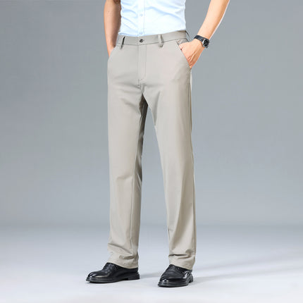 Nylon Straight-Leg Men's Casual Pants Spring and Autumn Men's Pants Ice Silk High-Elastic Business Dress Pants Summer Pants Men's High-Elastic Breathable