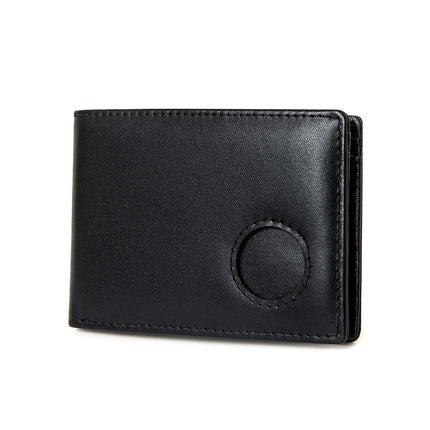 European and American style new leather men's wallet airtag positioning tracker wallet rfid anti-theft brush US dollar wallet