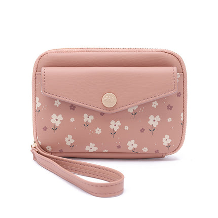 New Passbook Bag Sweet Girl Flower Flower Mini Coin Purse Large Capacity Leather Small Organ Women Wholesale