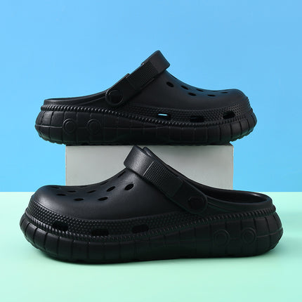 New Style Hole Shoes Women's Outer Wear Summer Non-slip Baotou Slippers for Couples Increased Breathable Wear-resistant Deodorant Beach Slippers