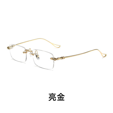 Baishifen Shenzhen Pure Titanium Business Black Glasses Frame Ultra Light Frameless Retro Myopia Glasses Frame Men's WYB8808