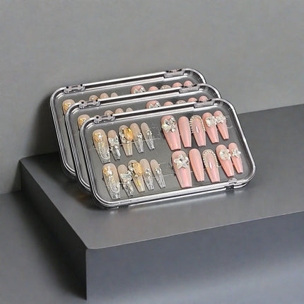 T1999 Light Luxury Wearable Nail Storage Box, Acrylic Large-Capacity Portable Transparent Nail Display Box