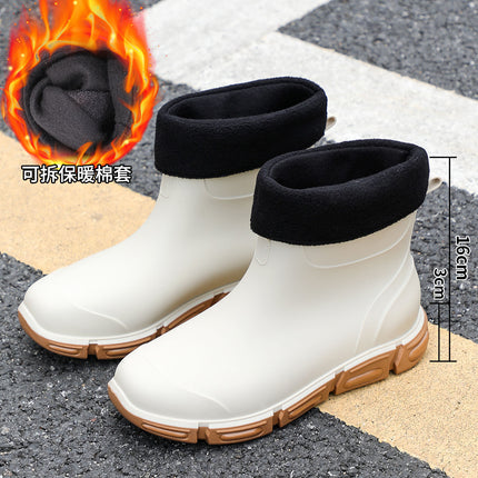 Korean Style Plain Black Classic Sports Wind and Rain Shoes Outer Wear Wading Shoes Fishing Shoes Kitchen Khaki White Outdoor Functional Men's Shoes