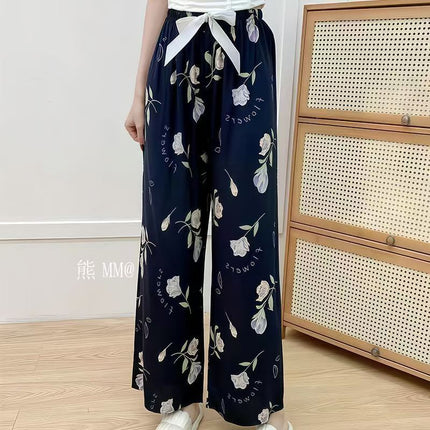 Women's Anti-Mosquito Pajama Pants, Loose Fit, Plus Size, Printed Casual Home Pants for Middle-Aged Moms, High-Waisted Maternity Pants