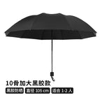 Black [manual] 10-rib thickened rod windproof vinyl umbrella
