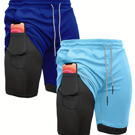 2 in 1 Running Shorts 2 in 1 Mens Running Shorts 2 Piece Cross-Border