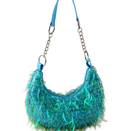 Cross-border Double-sided Bead Pointed Round Bead Bracelet Tassel Underarm Back Women's Bag Large Bag