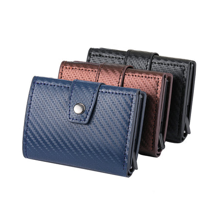 Men's Card Holder Europe and the United States Automatic Elastic Card Buckle Card Holder New Metal Aluminum Case RFID Card Holder Cross-border Hot Sale