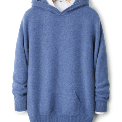 Winter Thickened Pure Wool Sweater Men's Hooded Pullover Sweater Loose Cashmere Sweatshirt Versatile Fashionable Knitted Hoodie