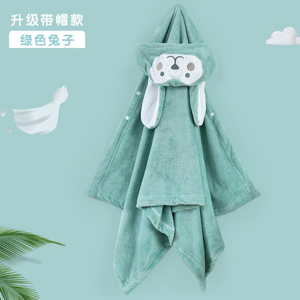 Baby can wear hooded bath towel cartoon coral fleece children's bathrobe autumn and winter newborn baby padded Cape wholesale
