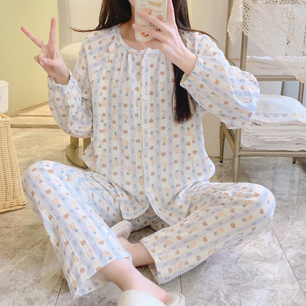 New crepe plus size cotton confinement clothing soft and comfortable sweat-absorbent breathable maternity pajamas
