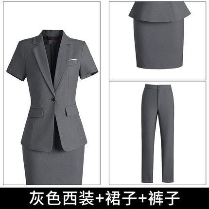 [Autumn Wear] Professional suit Female Temperament Workwear Goddess Fan Hotel Manager Short-sleeved Suit Summer Work Clothes