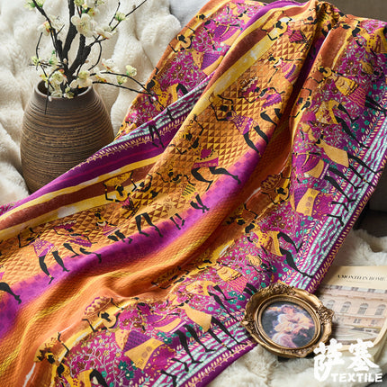 Hemp Cotton Digital Printing Fabric Printing Cotton and Linen Clothing Fabric Vintage Handmade DIY Tablecloth Patchwork Southeast Asia