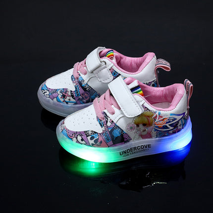 2022 New Spring and Autumn Breathable Fashion Sneakers Children's Luminous Shoes Princess Wings Led Light Children's Shoes