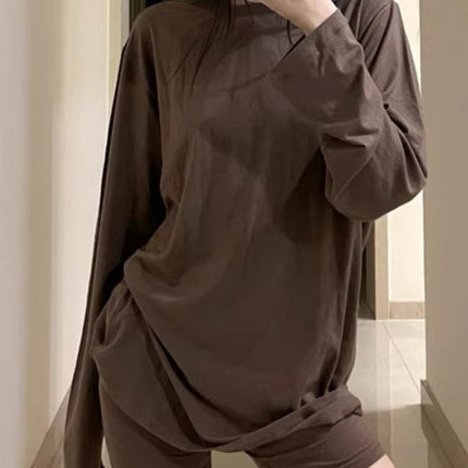 Spot Bf Style Skims Lazy and Skin-Friendly Loose Long-Sleeved T-Shirt Women's Kardashian Home Wear Shorts Pajama Set