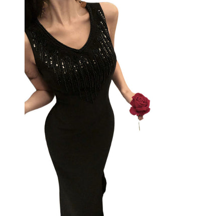 2025 New Style Socialite Style dress Cross-border High-end Light Luxury Women's Long Slim-fit Daily Party Evening Dress