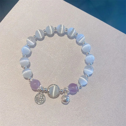 Bracelet Jewelry Cat's Eye Stone Crystal Butterfly Women's Bracelet Imitation Gray Moonlight Versatile Stylish Trendy Student Gift Starry