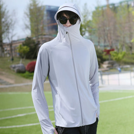 Men's Hat-brim Removable Sunscreen Clothing Ice Silk Mesh Breathable Loose Outdoor Quick-drying Sunscreen Clothing Anti-ultraviolet Fishing