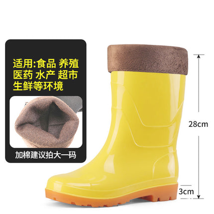 Food Factory Food Boots High-Top Pure White Waterproof Anti-Slip Kitchen Sanitary Water Boots Tendon Wear-Resistant Warm Rain Boots
