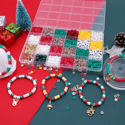 New Christmas European and American Cross-Border Educational Handmade DIY Bracelet Necklace Jewelry 24 Grids Soft Clay Material Package