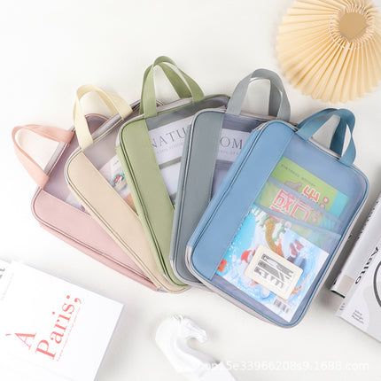 Factory Spot L-Shaped File Bag, Transparent File Bag, Handbag, Student Tutoring Bag, Test Paper Homework Bag, Study Bag