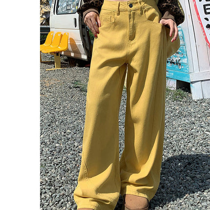 American Style High Street Casual Pants 2025 Summer New High Waist Loose Slimming Straight Leg Wide Leg Pants Women's Trailing Jeans