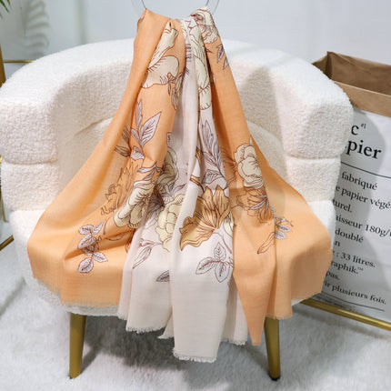 Fashion Printed Wool Scarf 80 Count Worsted Warm Large Shawl Thin Neck Protector Scarf for Mom Autumn and Winter New Products