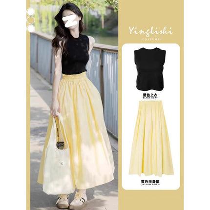 In Summer, Wear a Complete Set of 2026 Dopamine Outfits with a Socialite Vibe, a Mature and Beautiful Style, and a Pretty Yellow Dress Set