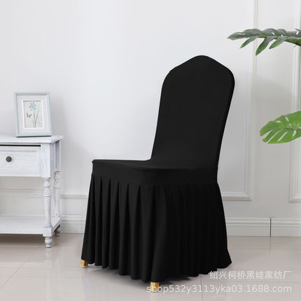 Chair Cover Thickened Stretch Pleated Skirt Dining Chair Cover Hotel Wedding Banquet Event Stool Cover Hotel Cloth