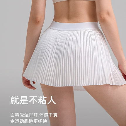 New Sports Short Skirt Women's Organ Pleated Sports Breathable Yoga Wear Fitness Skirt Fake Two-Piece Anti-Light Tennis Skirt