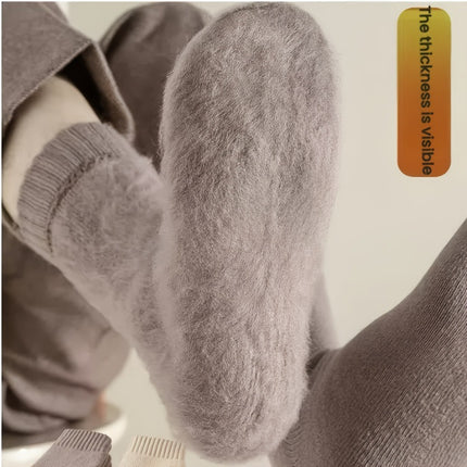 Cross-Border Winter Warm Knitted Floor Confinement Socks Plus Velvet Thickened Mid-Length Adult Anti-Ski Socks