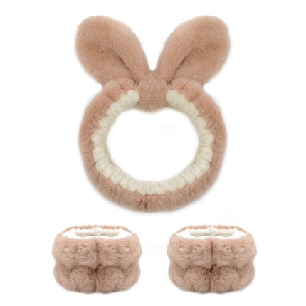 Amazon Plush Headband Wristband Set Face Washing Absorbent Headband Cartoon Cute Waterproof Hairband Wholesale