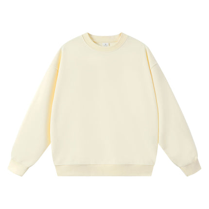 Trendy Brand Heavyweight 400g Terry Crewneck Sweatshirt Couple Pullover Autumn and Winter Thickened Coat Solid Color Loose Unisex Top