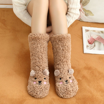 Lamb Wool Socks for Women, Thickened for Warmth, Foot Warmers for Sleeping in Bed in Winter, Home Dormitory Anti-Slip Socks